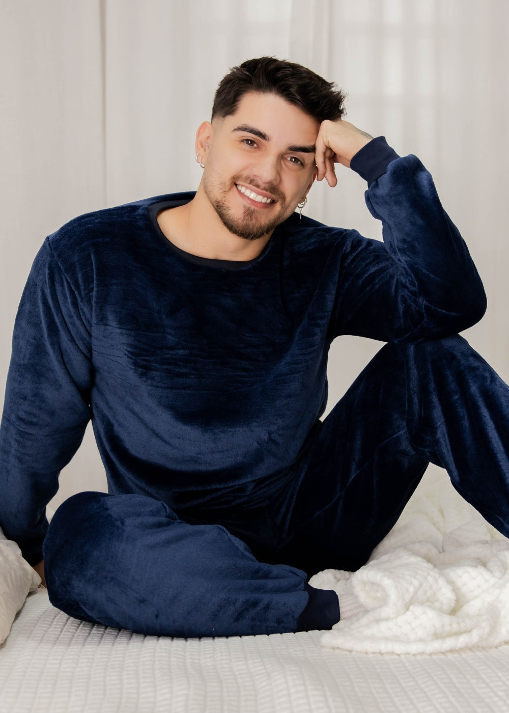 Pijama Masculino Inverno Adulto Fleece Plush Soft Quentinho.