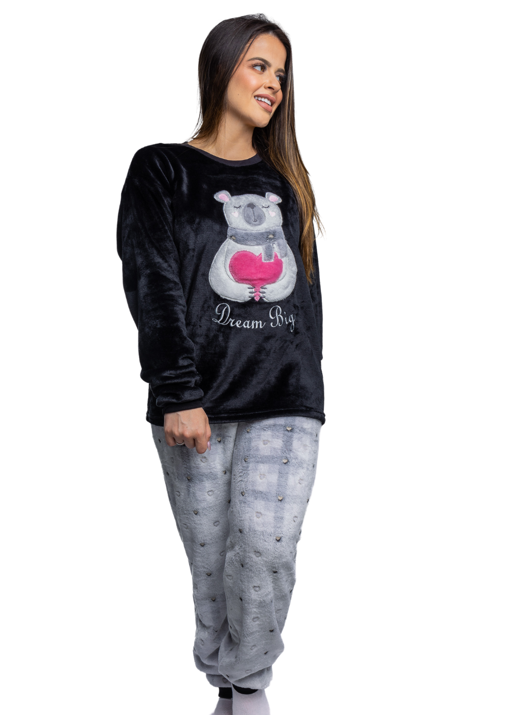 Pijama Feminino Adulto Fleece Inverno Plus Size Soft Plush Longo