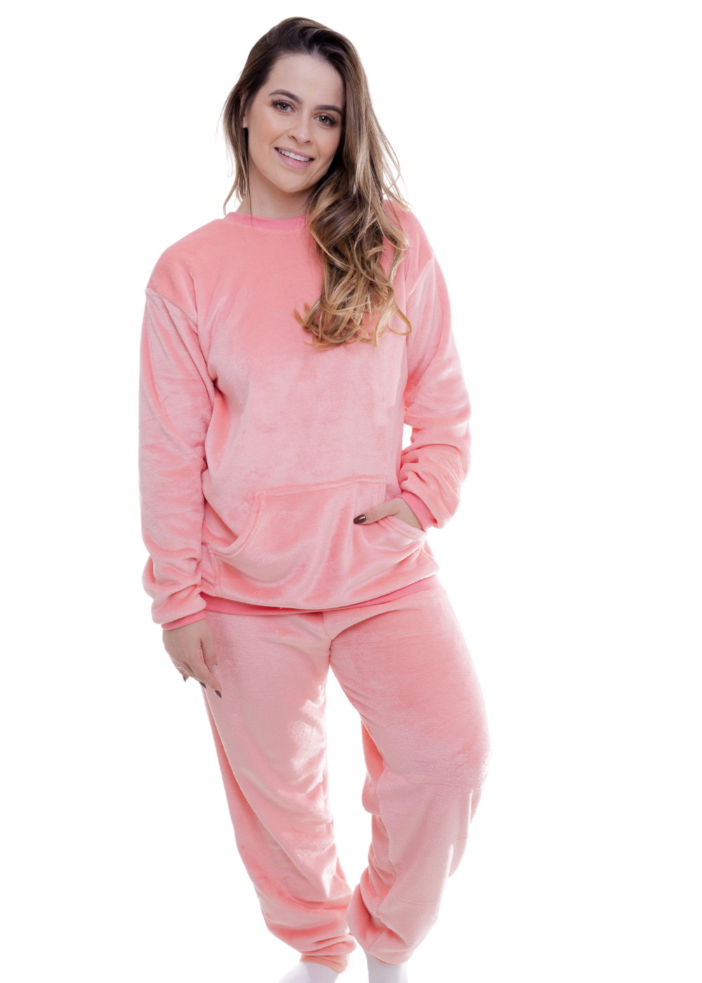Pijama Feminino Adulto Fleece Inverno Plus Size Soft Plush Longo