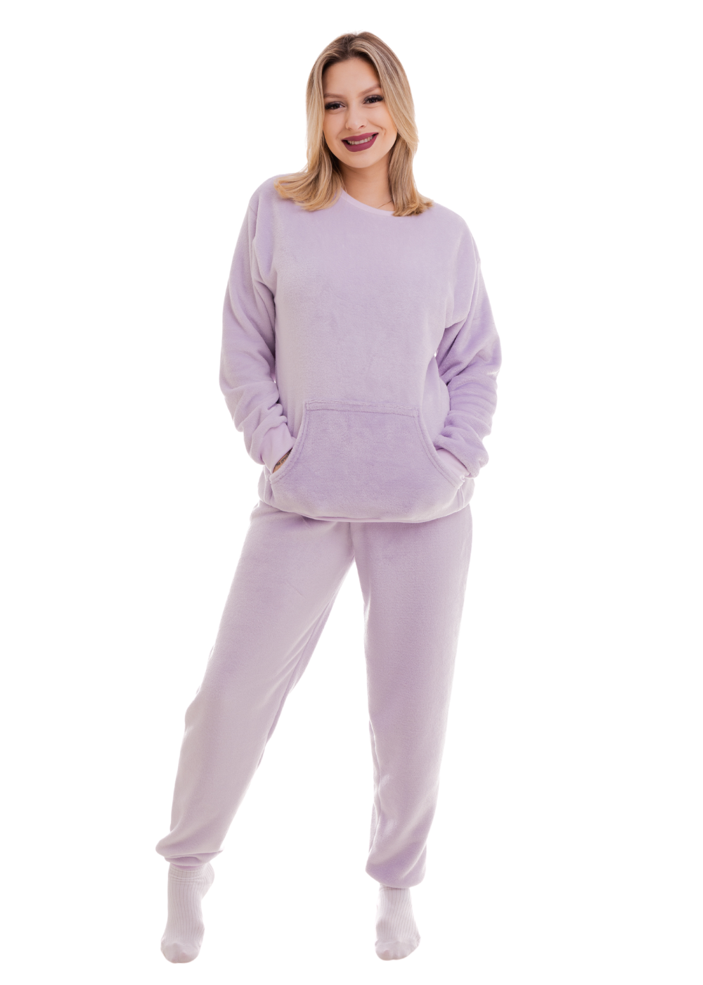 Pijama Feminino Adulto Fleece Inverno Plus Size Soft Plush Longo