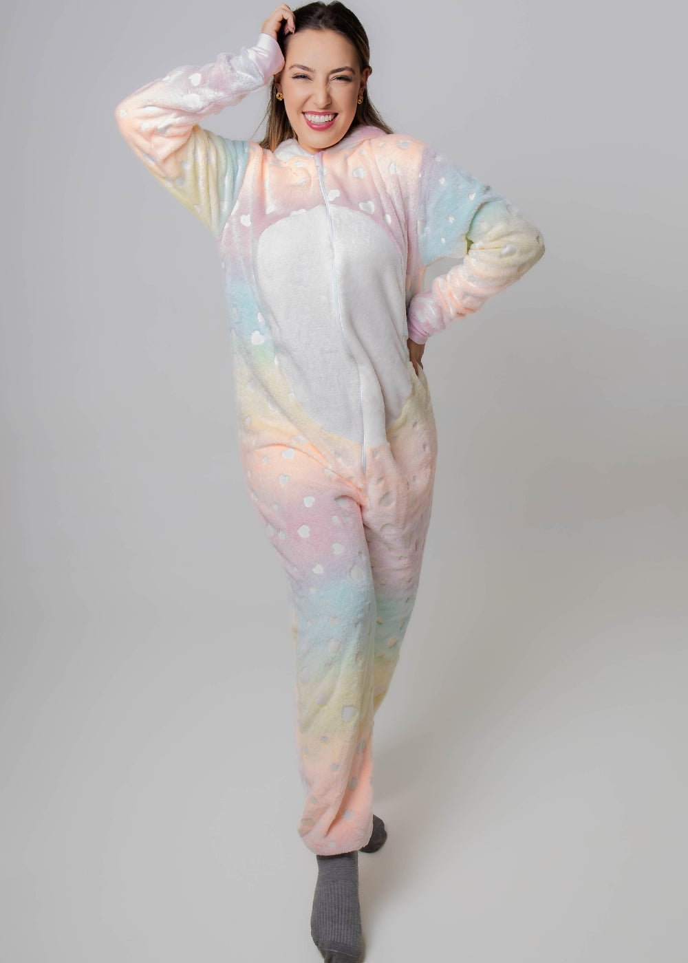 Macacão Pijama Kigurumi Adulto Feminino Fleece Soft Plush
