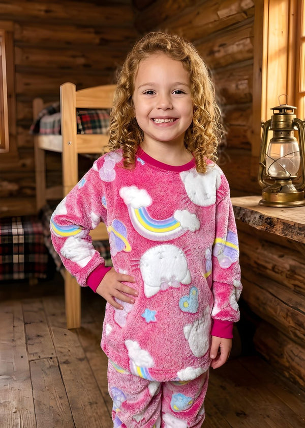 Pijama Feminino infantil Meninas Fleece soft longo