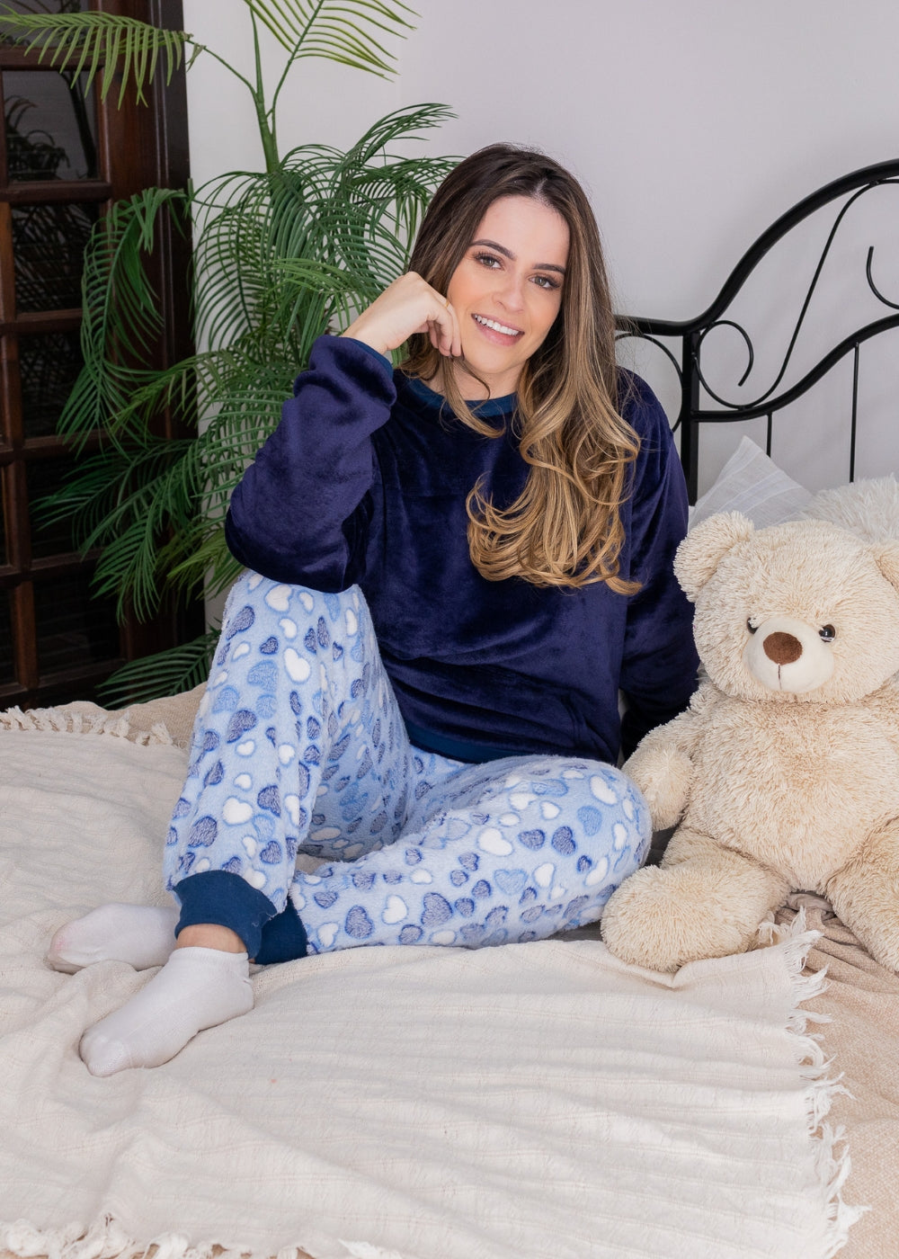 Pijama feminino Adulto Fleece Inverno Plus Size Soft Plush Longo