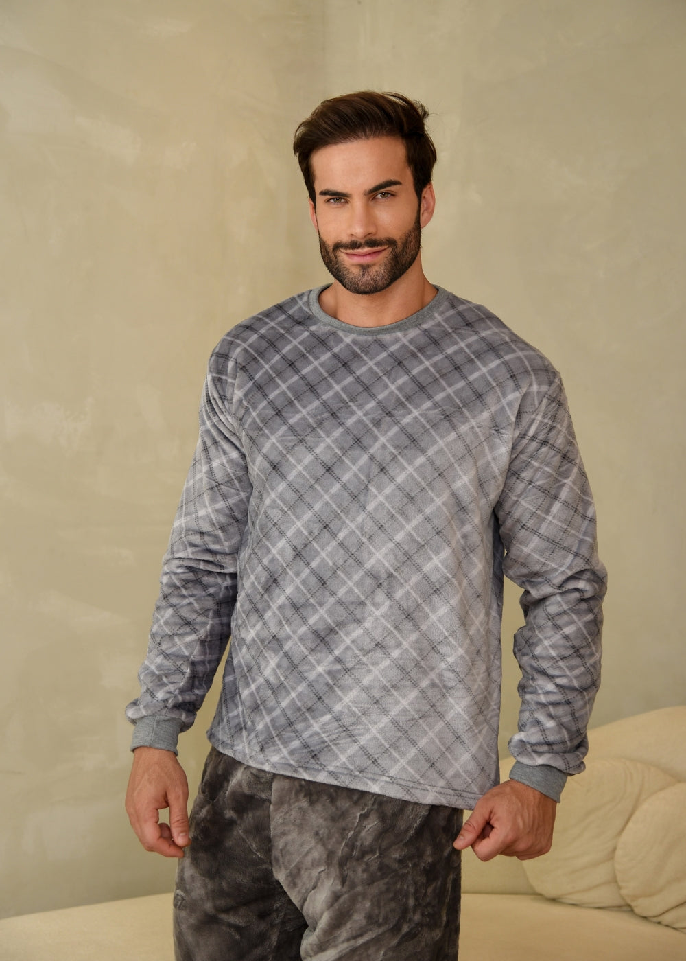 Pijama Masculino Inverno Adulto Fleece Plush Soft Quentinho.