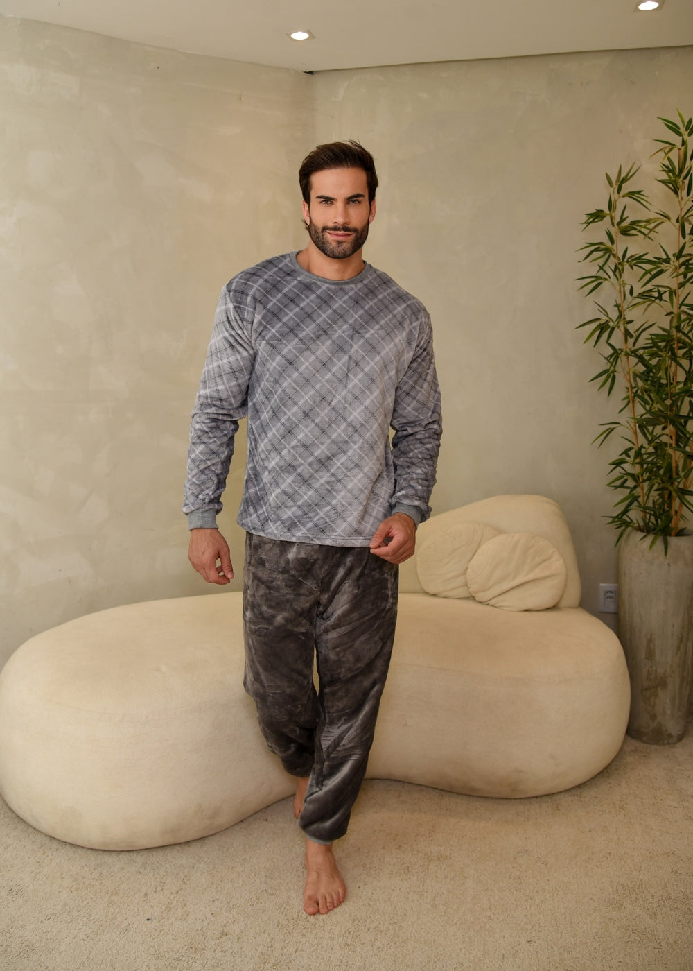 Pijama Masculino Inverno Adulto Fleece Plush Soft Quentinho.