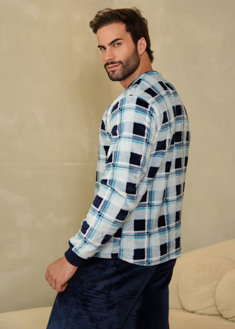 Pijama Masculino Inverno Adulto Fleece Plush Soft Quentinho.