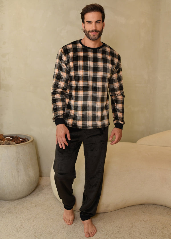 Pijama Masculino Inverno Adulto Fleece Plush Soft Quentinho.