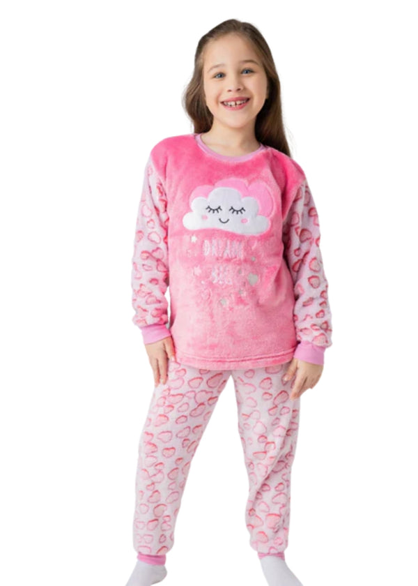 Pijama Feminino infantil Meninas Fleece soft longo