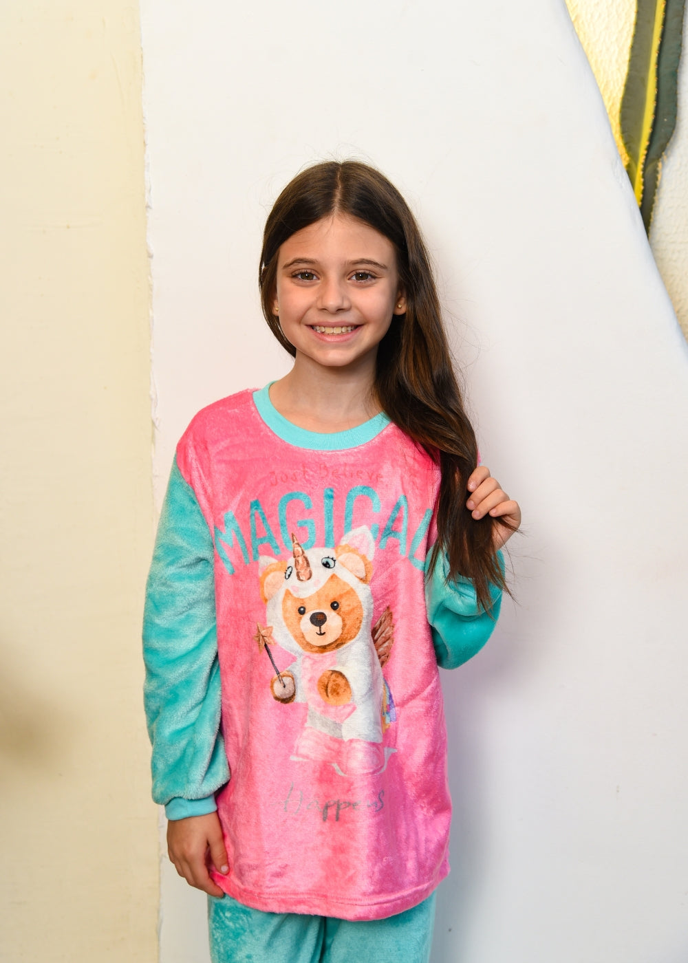 pijama fleece infantil meninas soft longo
