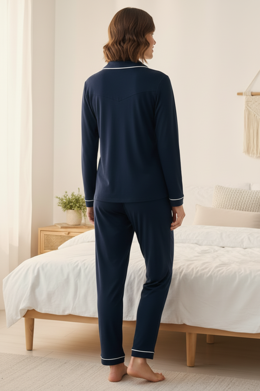 Pijama Feminino Adulto Moletom Manga Longa Meia Estação