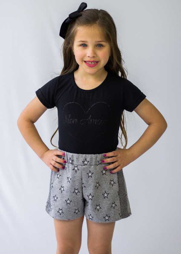 Short Saia Infantil Feminina Meninas Juvenil Moletom