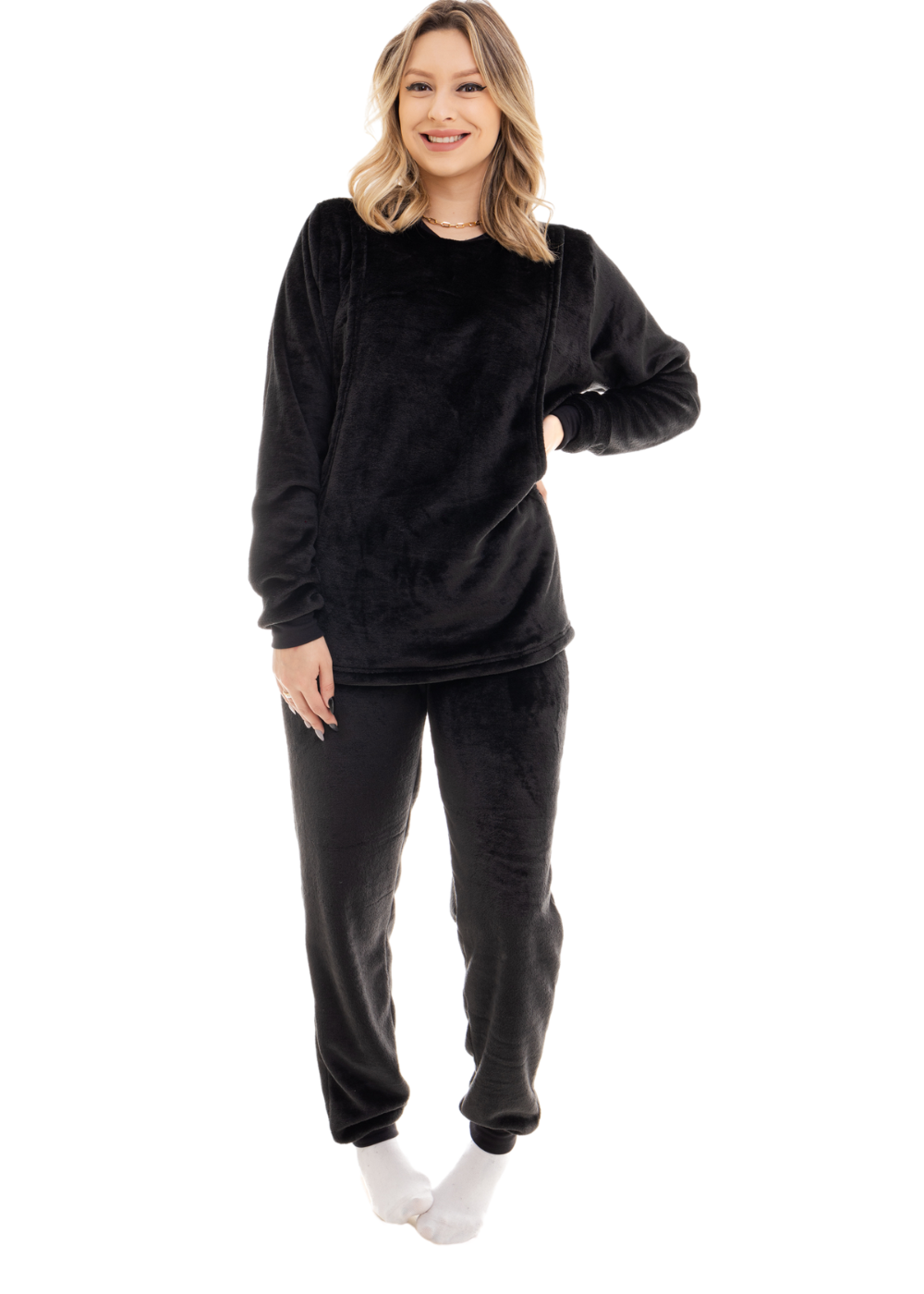 PIJAMA FEMININO ADULTO AMAMENTAÇÃO FLEECE