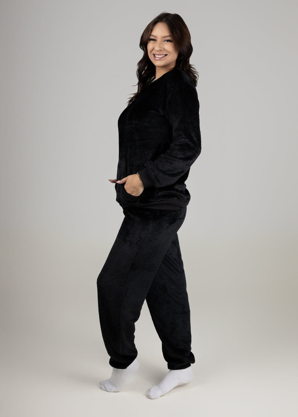 Pijama Feminino Adulto Fleece Inverno Plus Size Soft Plush Longo