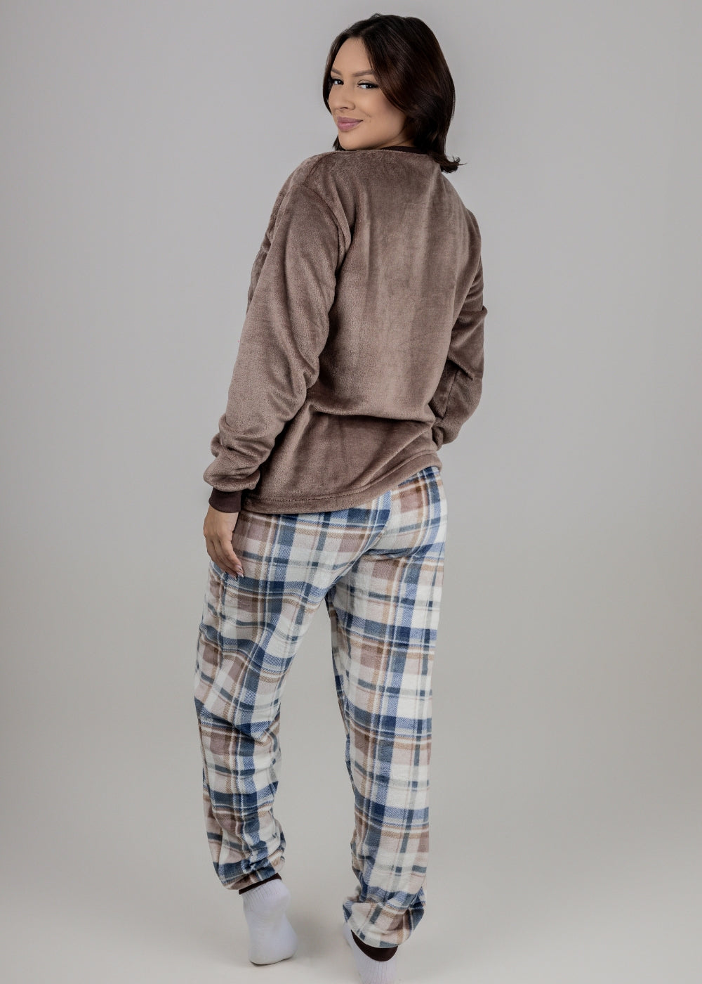 Pijama Feminino Adulto Fleece Inverno Plus Size Soft Plush Longo