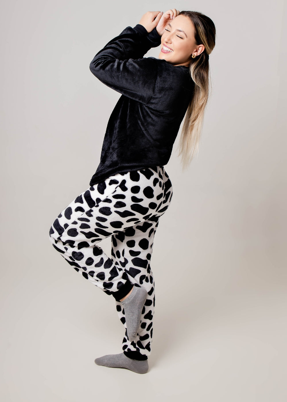 Pijama Feminino Adulto Fleece Inverno Plus Size Soft Plush Longo