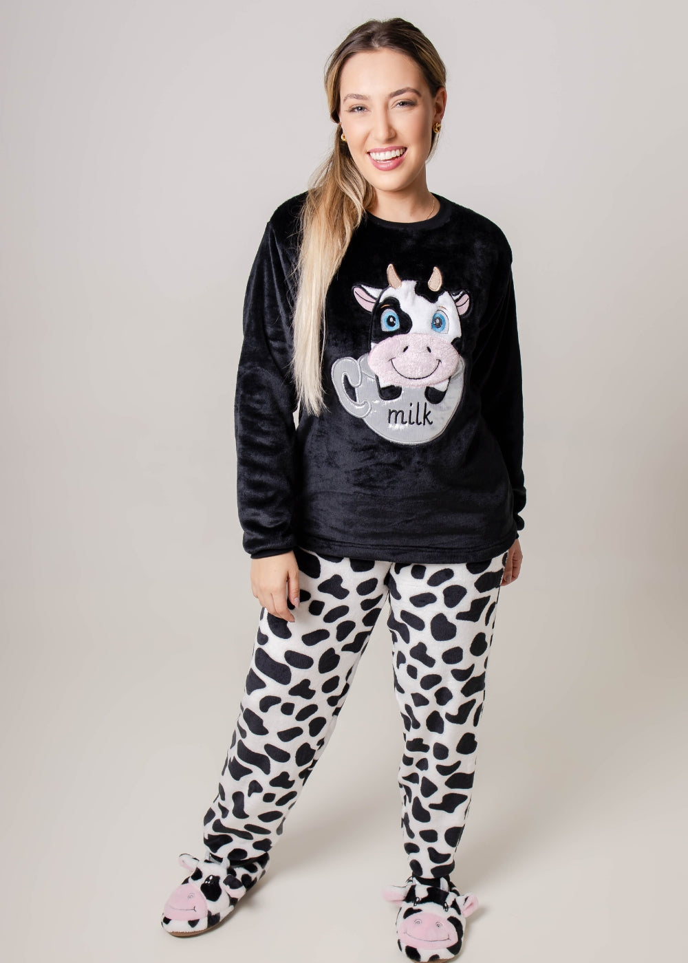 Pijama Feminino Adulto Fleece Inverno Plus Size Soft Plush Longo