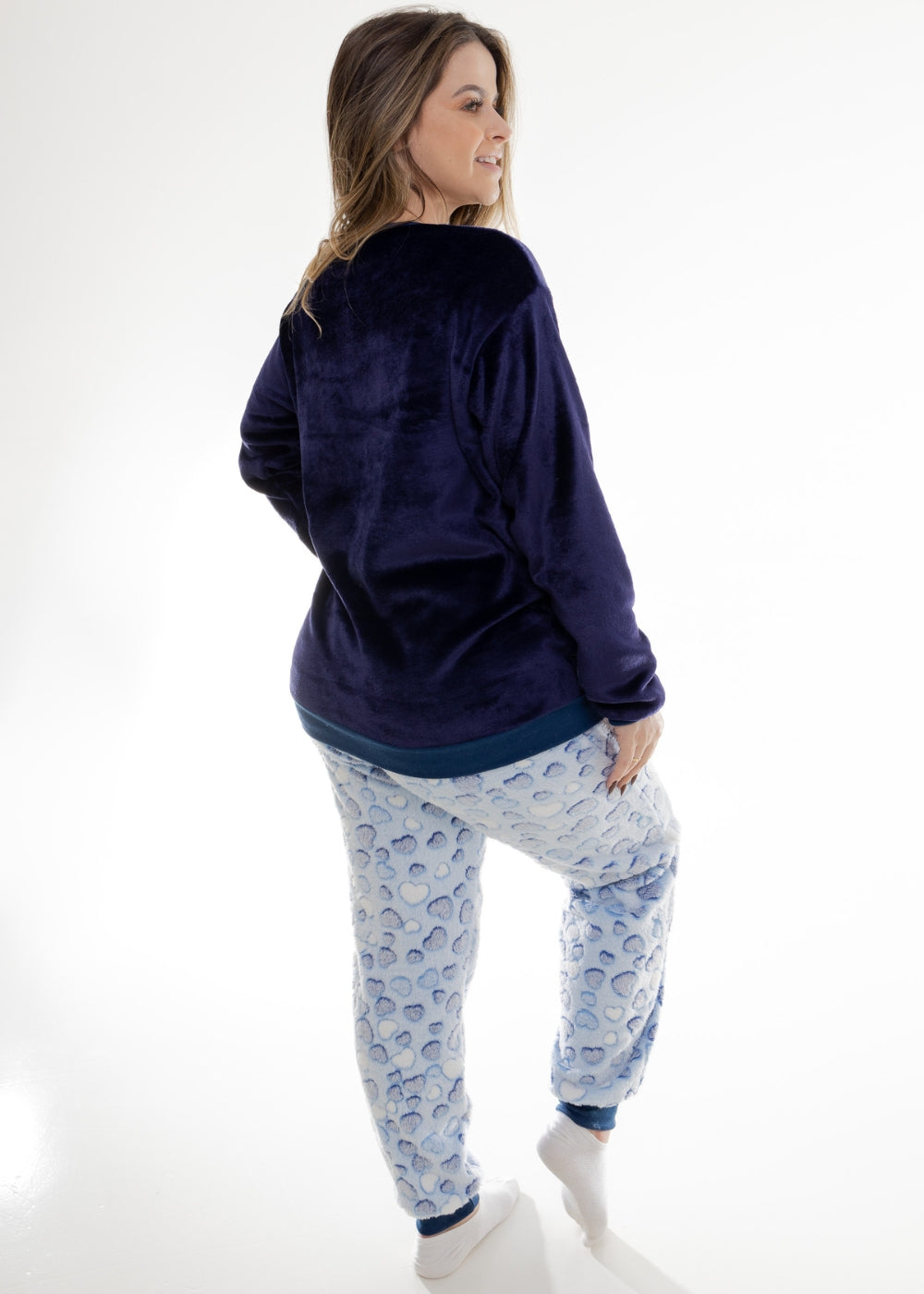 Pijama Feminino Adulto Fleece Inverno Plus Size Soft Plush Longo