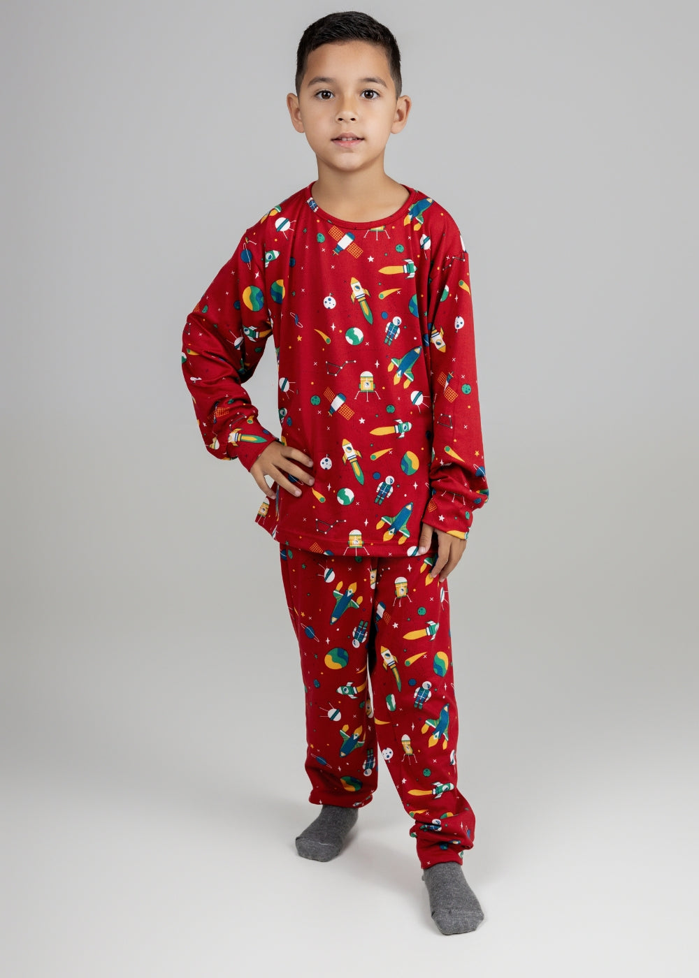 Pijama Inf Masc Suede Menino Manga Longa Inverno