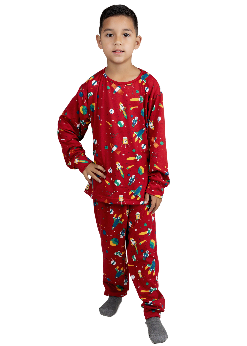 Pijama Inf Masc Suede Menino Manga Longa Inverno