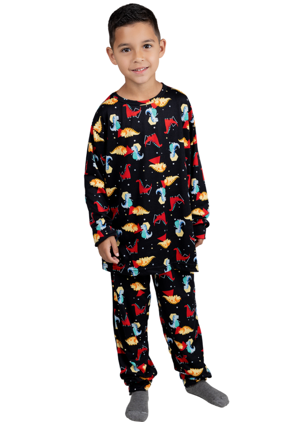 Pijama Inf Masc Suede Menino Manga Longa Inverno