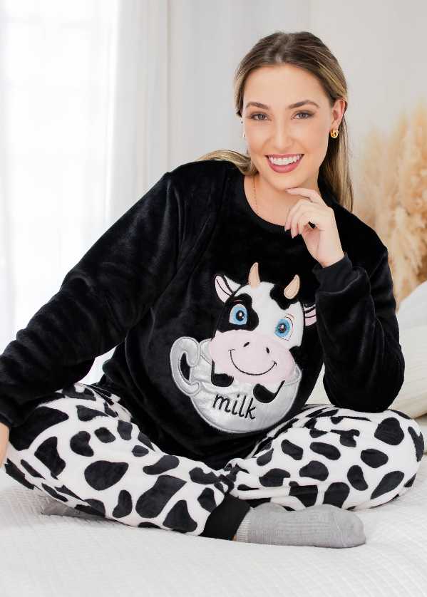 Pijama Feminino Adulto Fleece Inverno Plus Size Soft Plush Longo