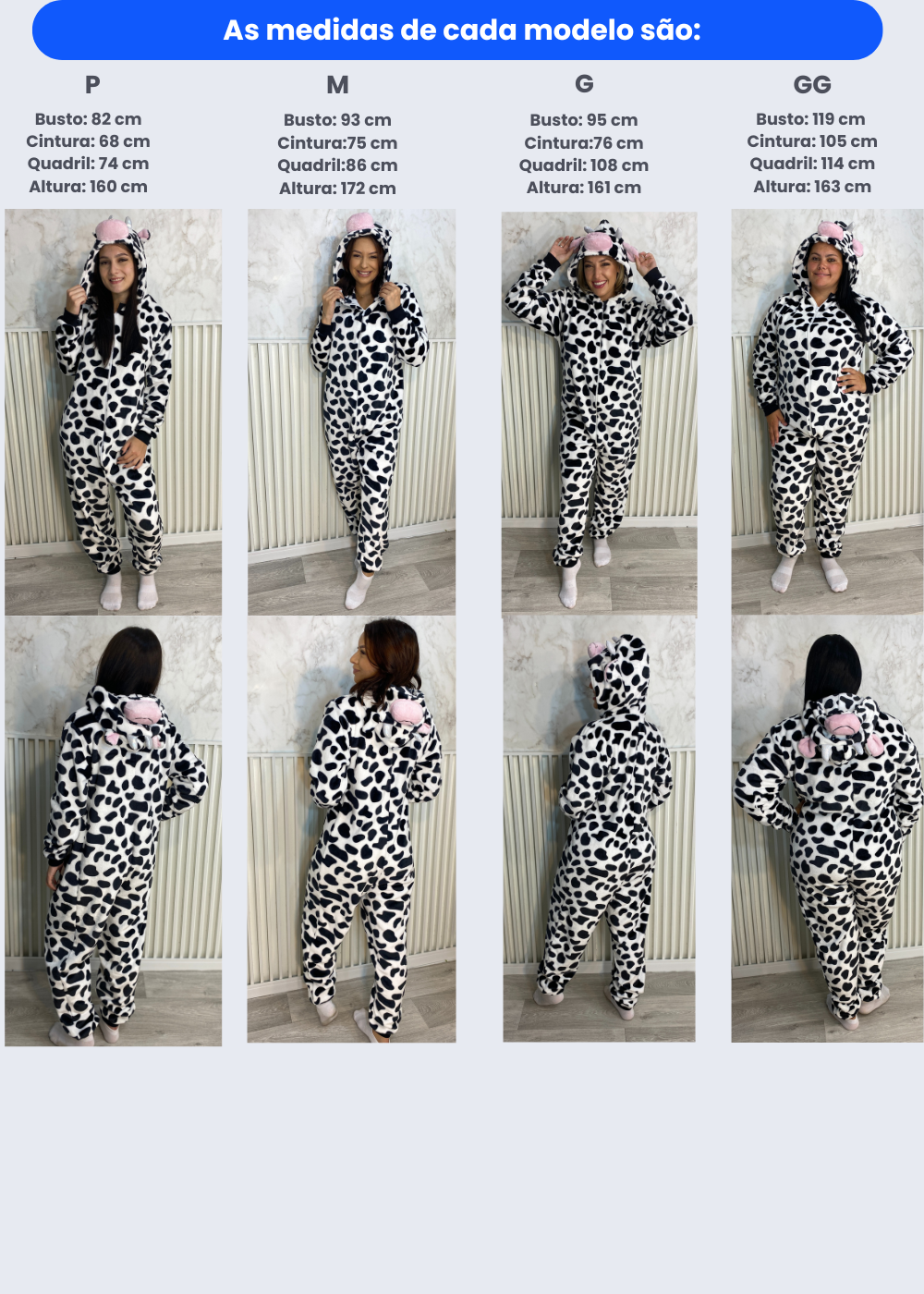 Macacão Pijama Kigurumi Adulto Feminino Fleece Soft Plush