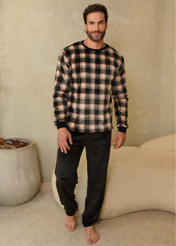 Pijama Masculino Inverno Adulto Fleece Plush Soft Quentinho New