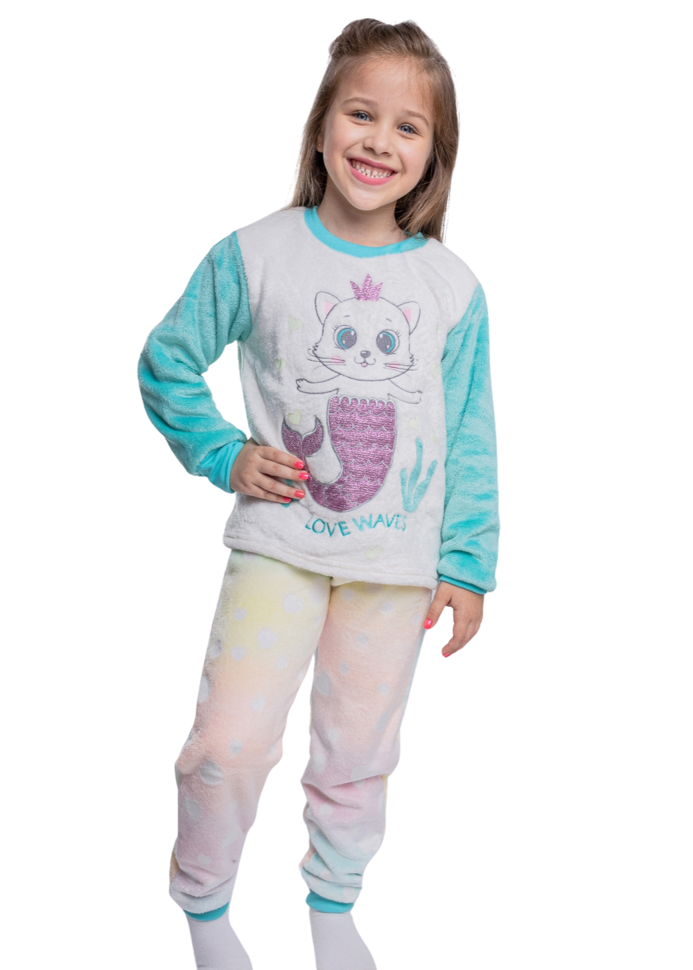 Pijama Infantil Meninas Inverno Fleece Soft Longo - Novo