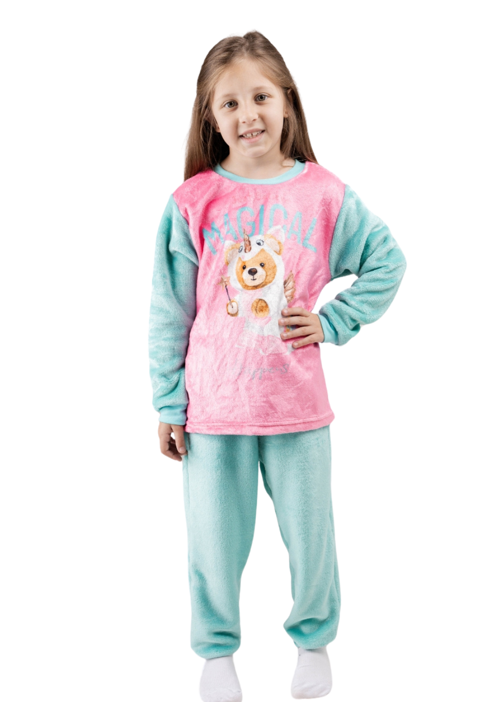 Pijama Infantil Meninas Inverno Fleece Soft Longo - Novo