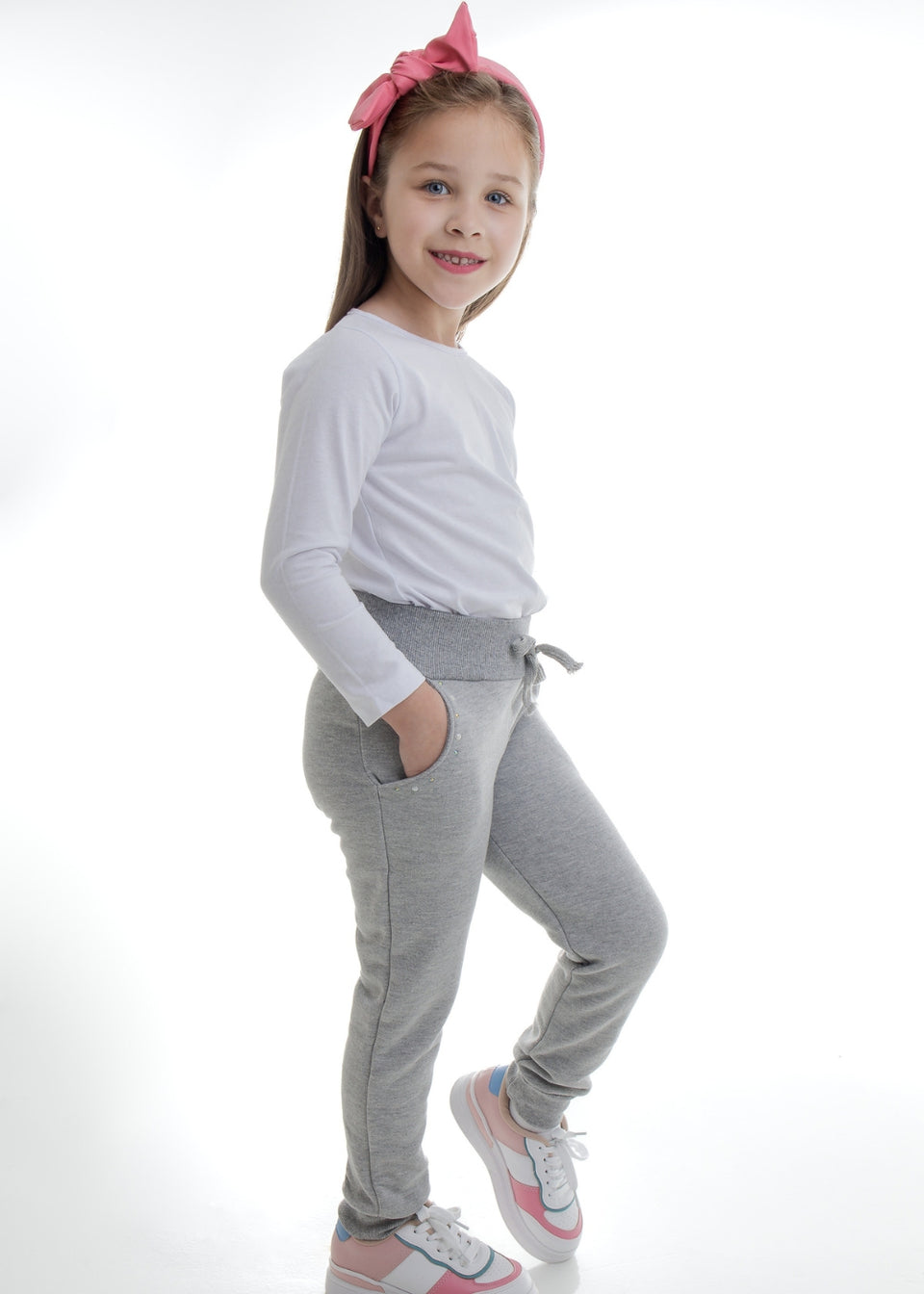 Calça Moletom Feminino Infantil Menina Juvenil Quente Para O Frio