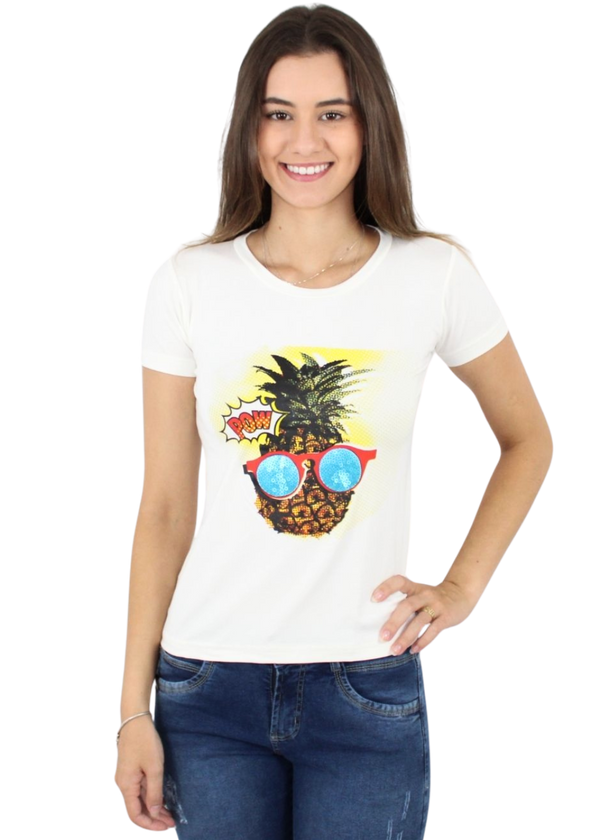 Blusa Feminina Basica Manga Curta Adulto Viscose/elastano