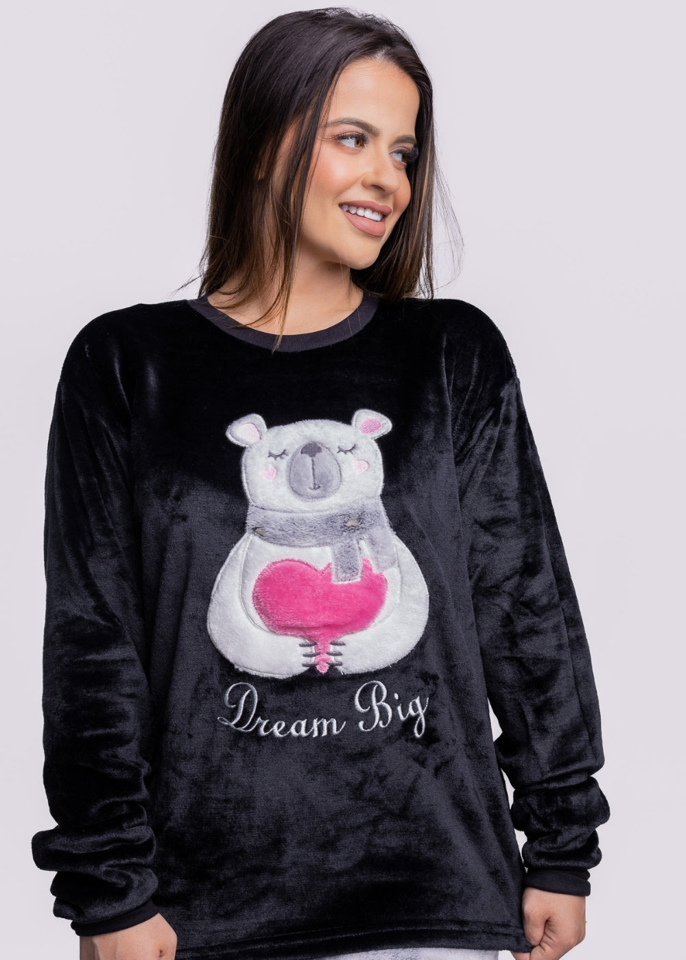 Pijama Feminino Adulto Fleece Inverno Plus Size Soft Plush Longo