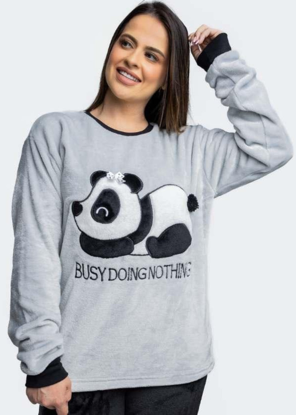 Pijama Feminino Adulto Fleece Inverno Plus Size Soft Plush Longo
