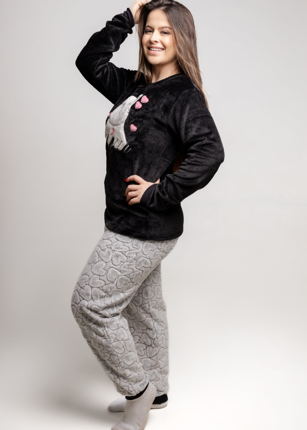Pijama Feminino Adulto Fleece Inverno Plus Size Soft Plush Longo