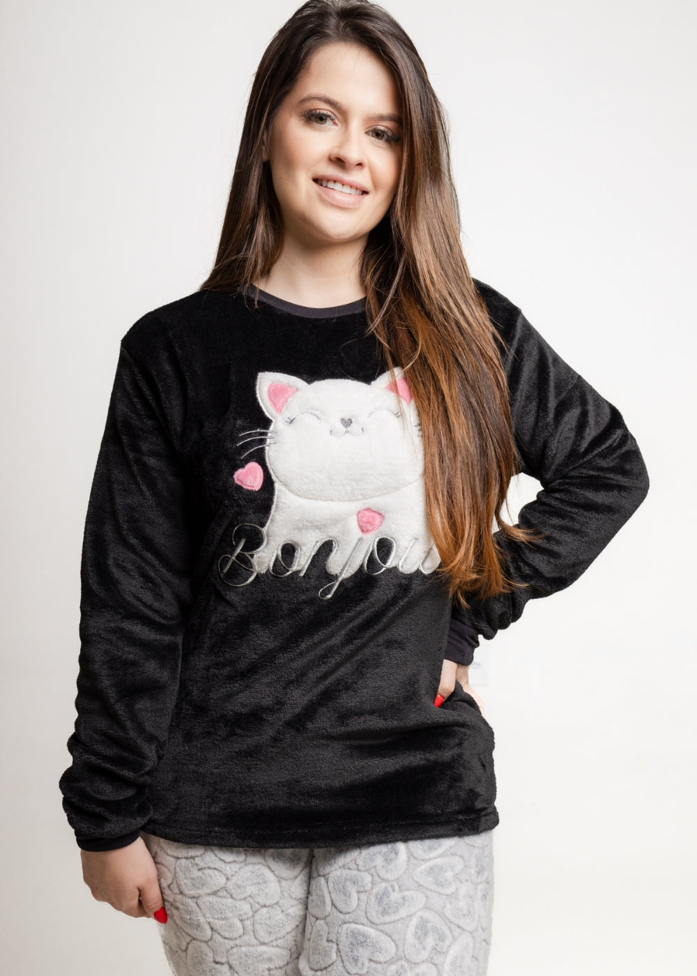 Pijama Feminino Adulto Fleece Inverno Plus Size Soft Plush Longo