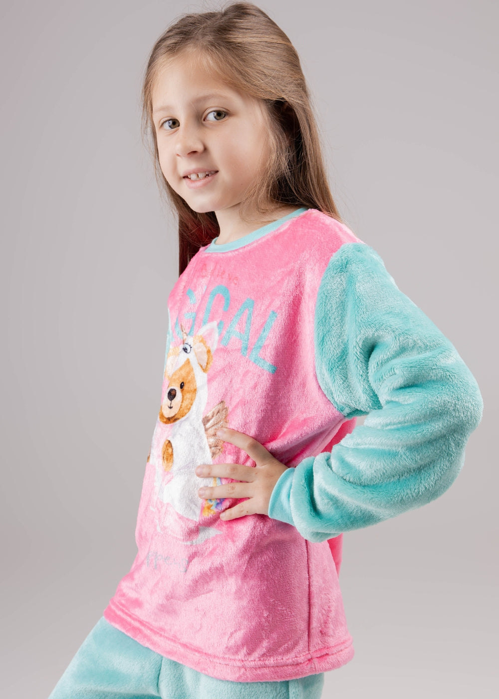 Pijama Infantil Meninas Inverno Fleece Soft Longo - Novo