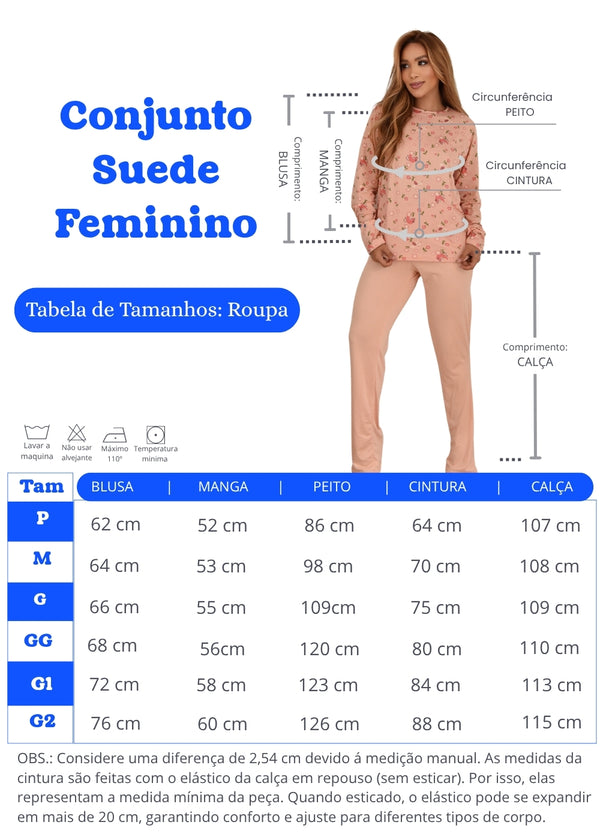 Conjunto Pijama Feminino Adulto Suede new