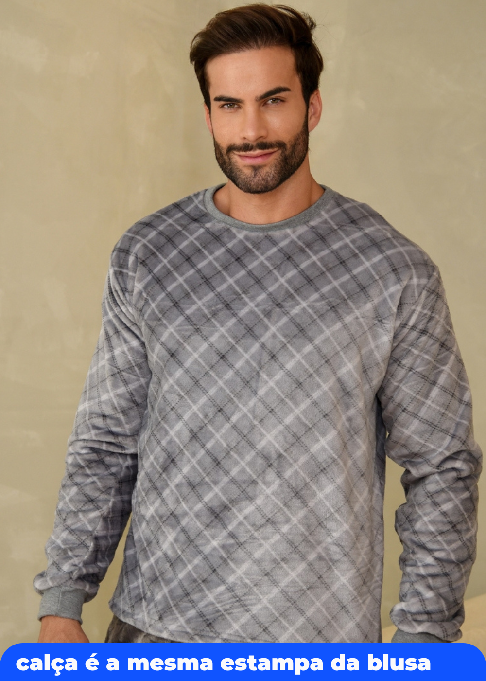 Pijama Masculino Inverno Adulto Fleece Plush Soft Quentinho