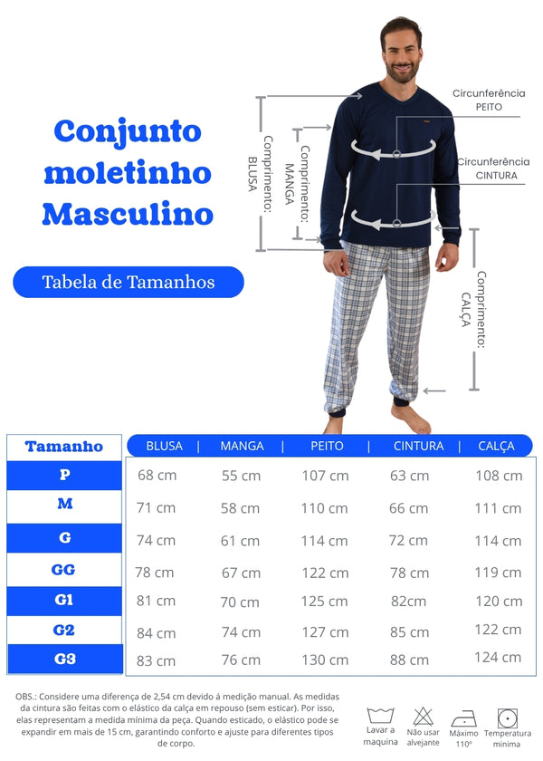 Pijama Masculino Moletinho Adulto