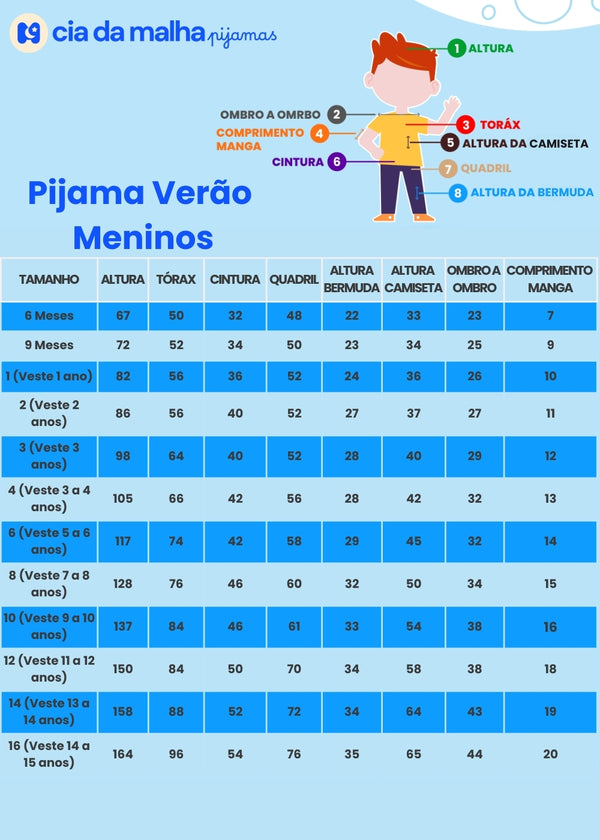 Pijama Infantil Masculino Meninos Juvenil Algodão Verao
