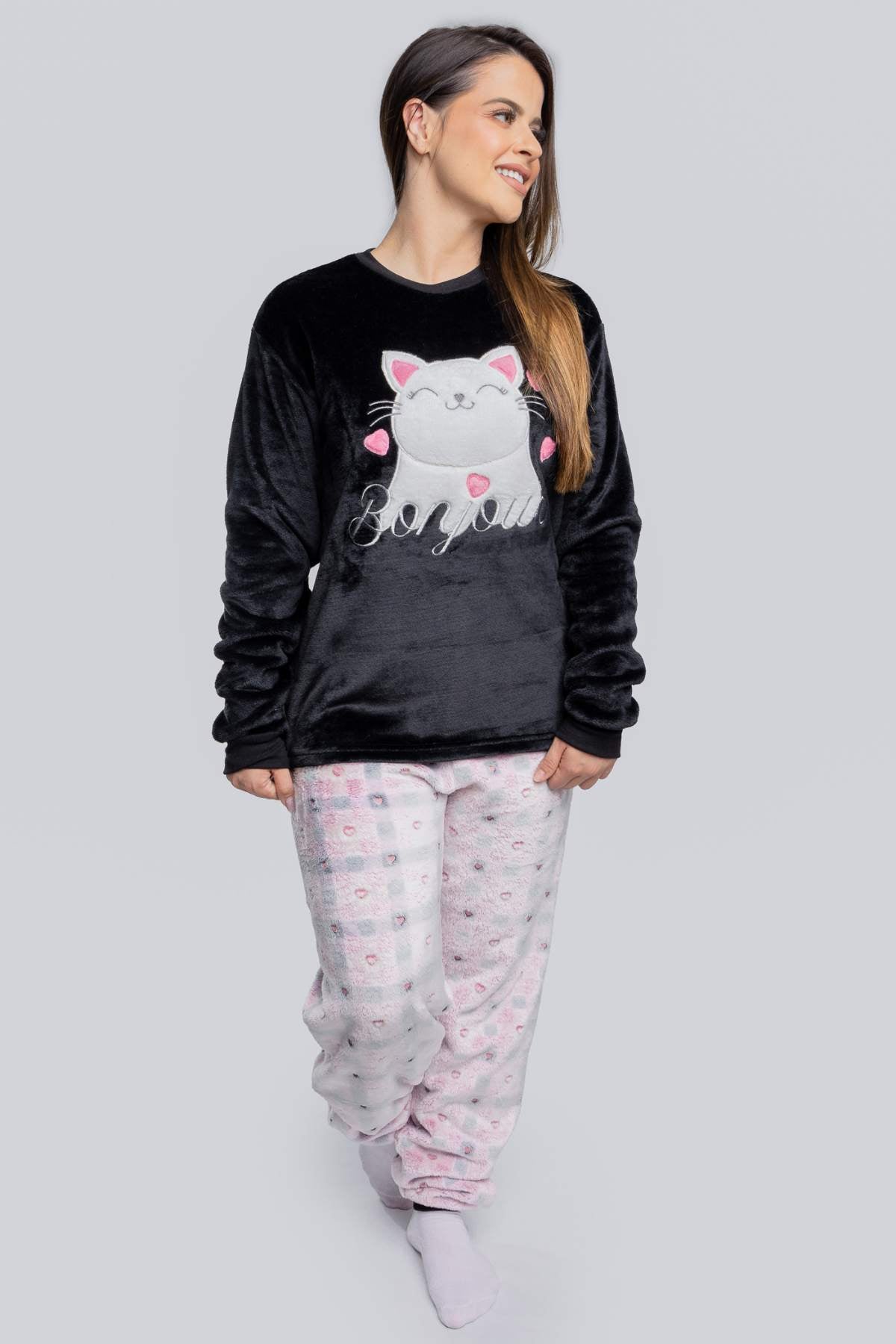 Pijama Inverno Feminino Adulto Fleece Soft Plush