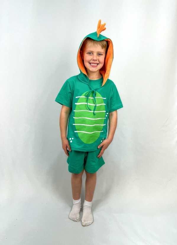 Conjunto Pijama Verão Masculino Infantil Dino Capuz Brilha no Escuro - Cia da Malha